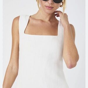 White square neck tank top
